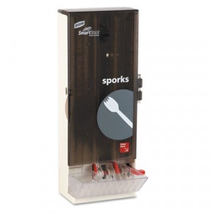 SmartStock Utensil Dispenser, Fork, 10x8 3/4x24 1/2, Translucent Gray