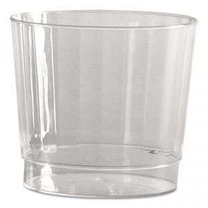 Classic Crystal Plastic Rocks Tumblers, 9 oz., Clear, Fluted, Squat, 12/Pack