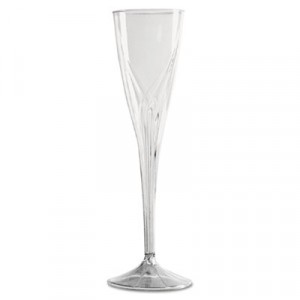 Classicware One-Piece Champagne Flutes, 5 oz., Clear, Plastic, 10/Pack