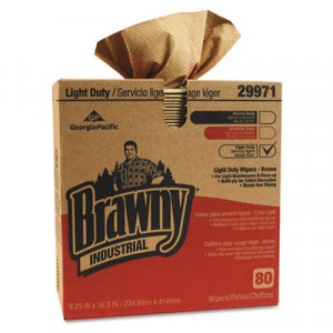 Light-Duty Three-Ply Paper Wipers, 9-1/4x16-3/4, Brown, 80/Box