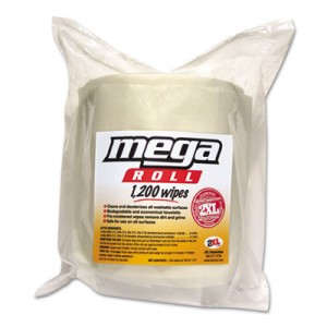 Mega Roll Wipes Refill, 8x8, White, 1200/Roll