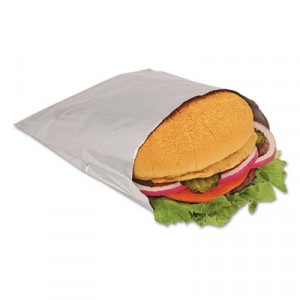 Paper-Laminated Foil Hot Dog Bags, 6x3/4x6 1/2, Silver