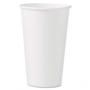 Polycoated Hot Paper Cups, 16 oz, White, 50/Bag