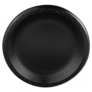 Elite Laminated Foam Plates, 8.88 Inches, Black, Round, 125/Pack