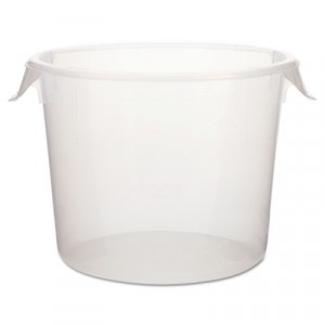 Round Storage Containers, 6 qt, 10dia x 7 5/8h, Clear