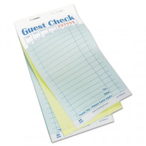 Guest Check Book, Carbonless Duplicate, 3 1/2x6 7/10