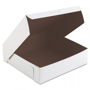 Tuck-Top Bakery Boxes, 9w x 9d x 2 1/2h, White