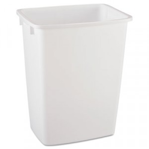 Open-Top Wastebasket, Rectangular, Plastic, 9 gal, White