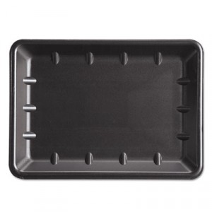 Supermarket Tray, Foam, Black, 10x14x1-1/4, 125/Bag