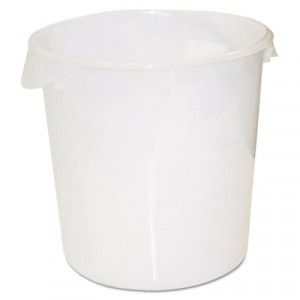 Round Storage Containers, Polypropylene, 22 qt, White, 13 1/8" Dia, 12"H