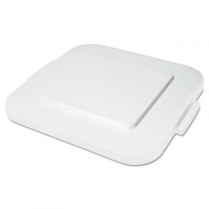 Square Brute Lid, Flat Top, White, Plastic, 24x24x2