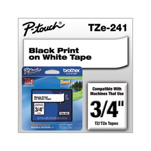 TZe Series Cartridge for P-Touch Labelers,.75", Black on White