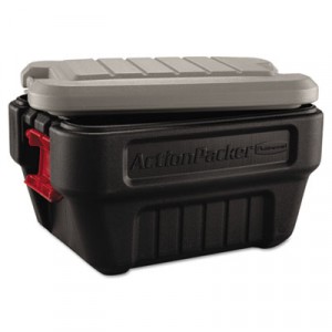 ActionPacker Storage Box, 8gal, Black/Gray