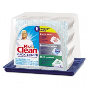 Magic Eraser Foam Pad, 2 2/5"" x 4 3/5"", Variety Pack, White/Blue