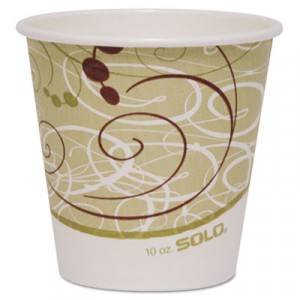 Paper Hot Cup, 10 oz., Polylined, Symphony Design, Beige/White
