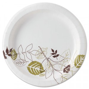 Ultralux Pathways Paper Plates, 8.5", Green/Burgundy