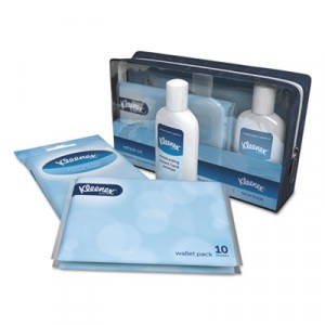 KLEENEX Refresh Kit, Hand Sanitizer, Hand and Face Wipes, Facial Tissues, Pouch