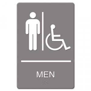 ADA Sign Men Restroom Wheelchair Accessible Symbol, Plastic, 6x9, Gray
