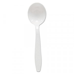 Heavyweight Polystyrene Soup Spoons, White, Guildware Design, 100/Box