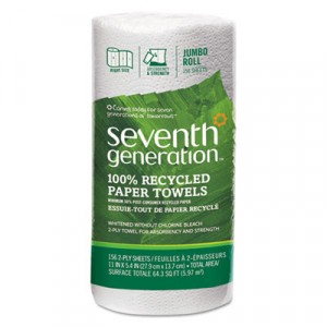 100% Recycled Paper Towel Rolls, 9x11, White
