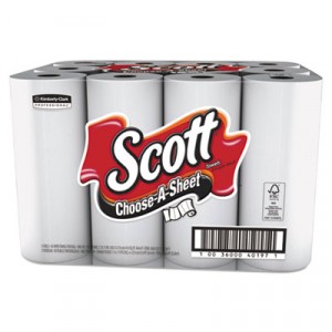 SCOTT Kitchen Roll Towels, 1-Ply, White, 85 Sheets/Roll