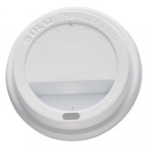 Traveler Drink-Thru Lids, 10oz Cups, White