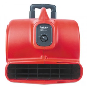 Commercial Three-Speed Air Mover with Built-on Dolly, 5.0 Amp, Red, 25-Ft Cord