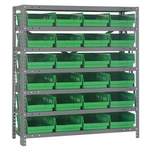 Shelf Bin - Complete Steel Package 18" x 36" x 39" Green