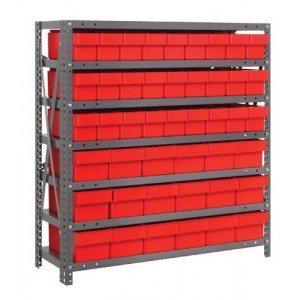 Closed 7 Shelf Unit with Super Tuff Drawers 24" x 36" x 39" Red