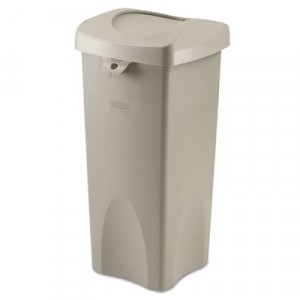 Untouchable Square Container w/Swing Lid, Beige, 23 gal, 16x16.8x34.1