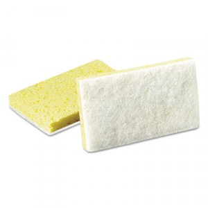 Light-Duty Scrubbing Sponge, #63, 3 1/2x5 5/8, Yellow/White