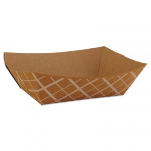 Paper Food Baskets, Brown/White Check, 1 lb Capacity