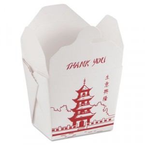 Microwavable Food Box, 8 oz, Paperboard, White/Red
