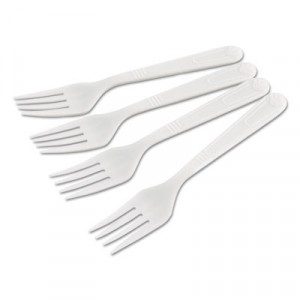 Heavyweight Cutlery, Forks, Plastic, White