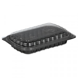 ClearView MealMaster Rib Containers, Clear/Black, 10x7x2