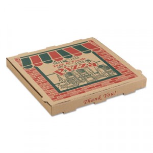 Corrugated Pizza Boxes, 14w x 14d x 1 3/4h, Kraft