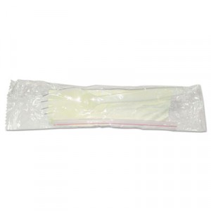 Wrapped Cutlery Kit w/Spork, Straw and Napkin, Plastic