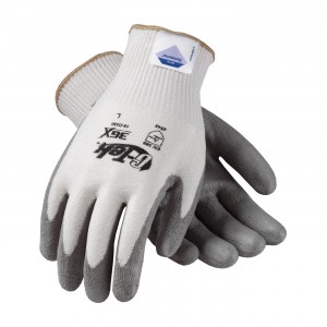 G-Tek 3GX w/Wht Dyneema Diamond/ Spandex Shell, Gry PU Coating, EN5 Size Large