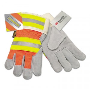 Luminator Reflective Gloves, Select Leather, Gray-Orange-Yellow, X-Large
