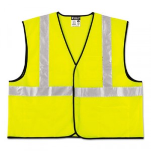 Class 2 Safety Vest, Lime Green w/Silver Stripe, Polyester, 4X-Large