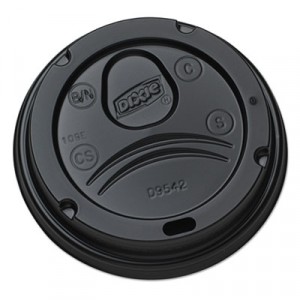 Drink-Thru Lids for 10-20 oz Cups, Plastic, Black