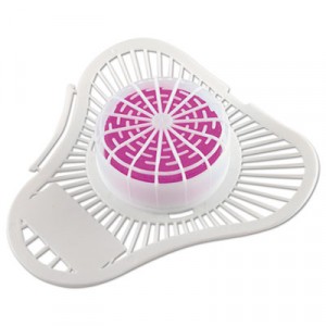 Urinal Screen w/Non-Para Deodorizer Block Cherry Scent White/Pink