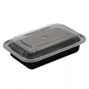 VERSAtainers, 1-Comp, Black/Clear, 16oz, 5w x 7 1/4d x 1 1/2h
