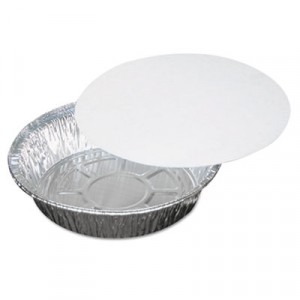 2-PartAluminum Food Containers, Aluminum/White, 7dia x 1 3/4h