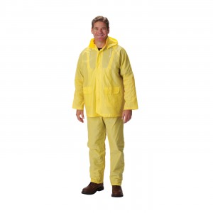 Rainsuit .25mm Single Ply PVC, Ylw, Self Collar, Bib Overall all