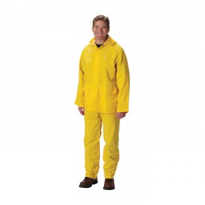 Rainsuit 3pc. .35mm PVC/Polyester, Hood, Corduroy Collar, Ylw