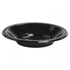 Heavyweight Plastic Dinnerware, Bowls, 24 oz, Black