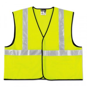 Class 2 Safety Vest, Lime Green w/Silver Stripe, Polyester, 3X-Large