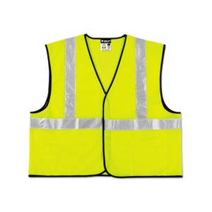 Class 2 Safety Vest, Lime Green w/Silver Stripe, Polyester, 2X-Large
