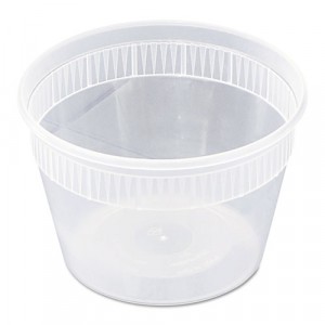 DELItainers, 1-Comp, Black/Clear, 16oz, 4 11/20dia x 3 1/10h